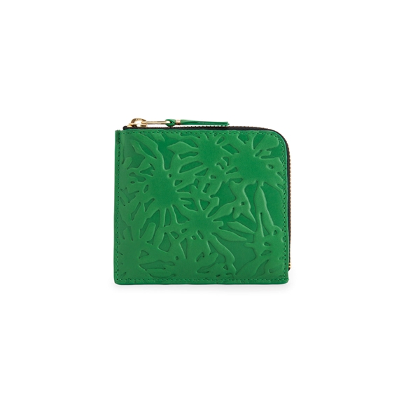 Comme Des Garcons CDG Wallet - Embossed Forest Zip Around Wallet - SA3100EF Embossed Roots & Forest Grün | 09432-WFJA
