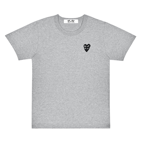 Comme Des Garcons PLAY Basic Grey T-Shirt Black Family Heart Short Sleeve Grau | 60824-FSDM