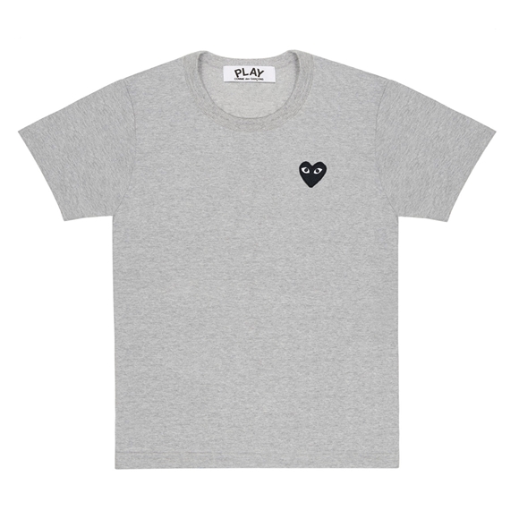 Comme Des Garcons PLAY Basic T-Shirt Black Emblem Short Sleeve Grau | 86071-ZFGC