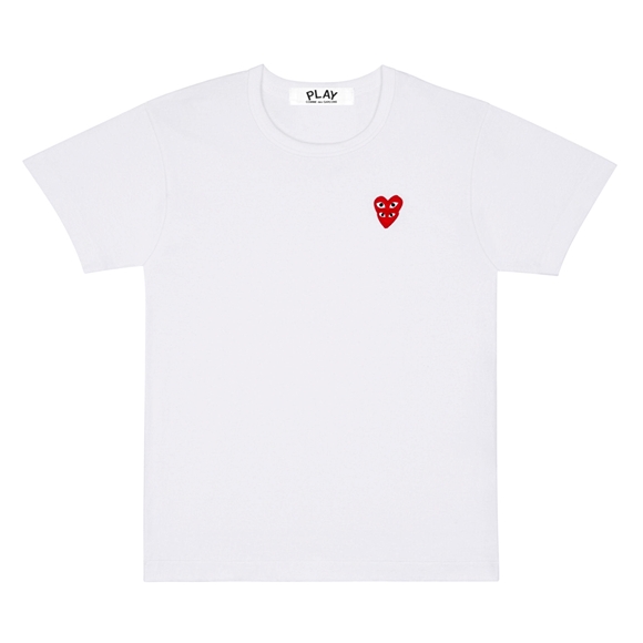 Comme Des Garcons PLAY Basic T-Shirt Red Family Heart Short Sleeve Weiß | 03176-GJUR