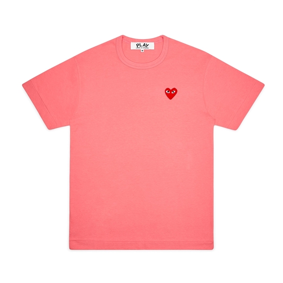 Comme Des Garcons PLAY Basic T-Shirt Red Emblem Spring Series Short Sleeve Rosa | 79410-KZPC