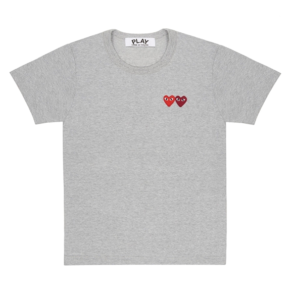 Comme Des Garcons PLAY Basic T-Shirt Two Emblems Short Sleeve Grau | 28361-ZBGS