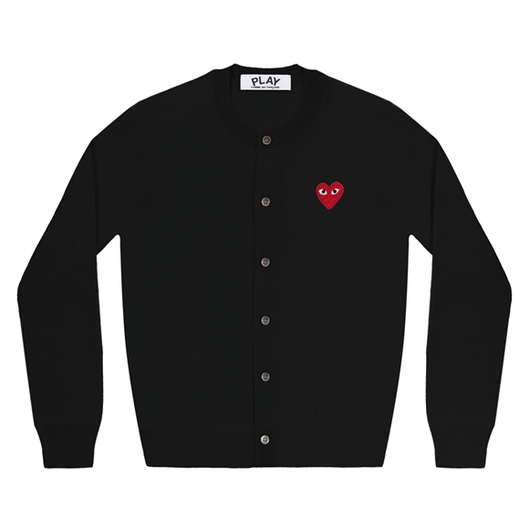Comme Des Garcons PLAY Cardigan Red Emblem Black Strickwaren Schwarz | 01687-QAWG