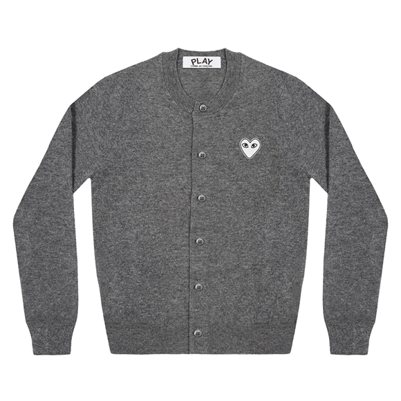 Comme Des Garcons PLAY Cardigan White Heart Strickwaren Dunkelgrau | 30486-DVUK