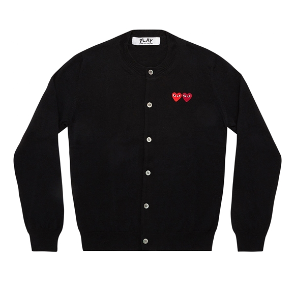 Comme Des Garcons PLAY Cardigan with Double Emblems Strickwaren Schwarz | 24615-ILQR