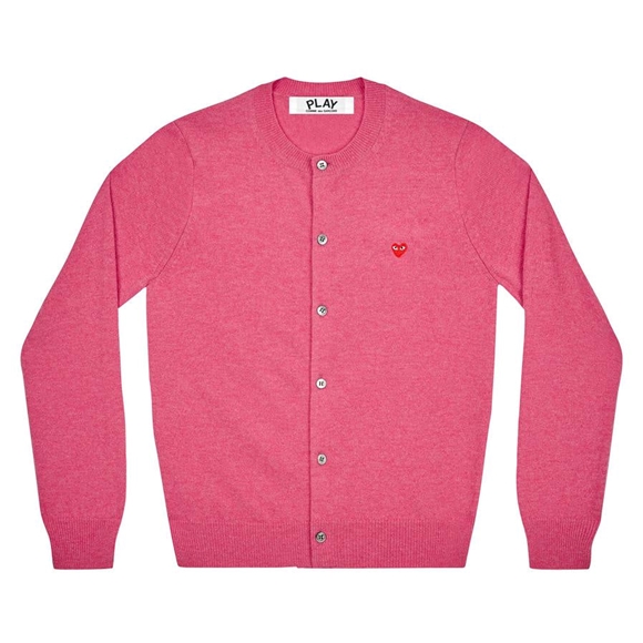 Comme Des Garcons PLAY Cardigan with Small Red Heart Strickwaren Rosa | 43751-GHMR