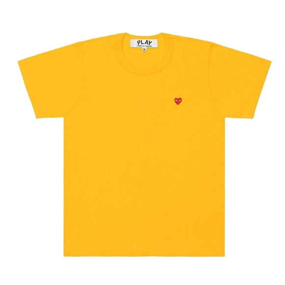 Comme Des Garcons PLAY Coloured Small Emblem T-Shirt Short Sleeve Gelb | 10793-GIRW