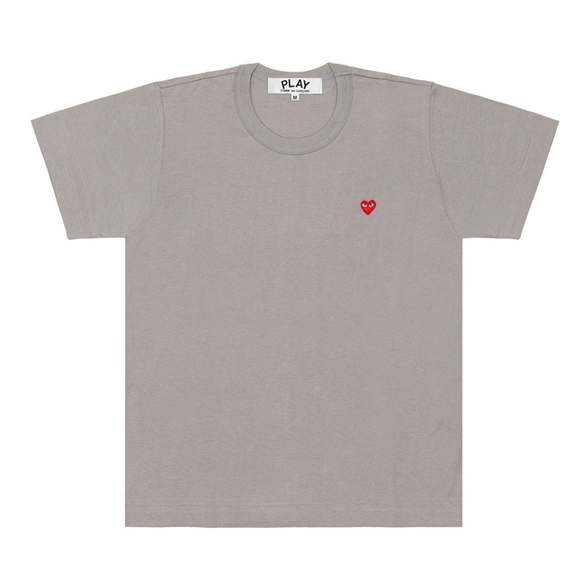 Comme Des Garcons PLAY Coloured Small Emblem T-Shirt Short Sleeve Grau | 67924-YHFG