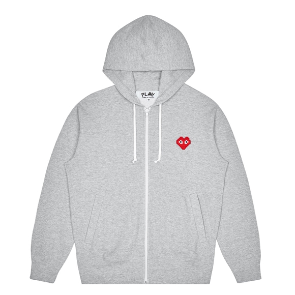 Comme Des Garcons PLAY Invaders Zip Mit Kapuze Sweatshirt Hooded Sweatshirt Grau | 57289-LDMJ