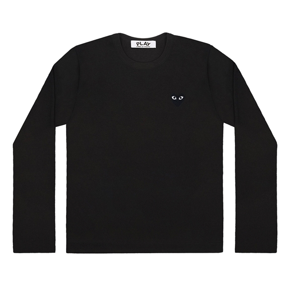 Comme Des Garcons PLAY L/S Basic T-Shirt Black Emblem Long Sleeve Schwarz | 45192-PSQO