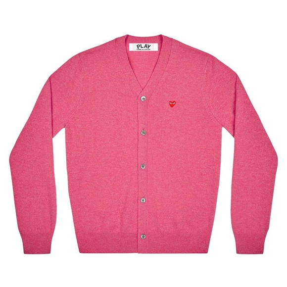 Comme Des Garcons PLAY Men's Cardigan with Small Red Heart Strickwaren Rosa | 07583-BGYS