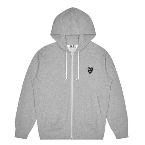 Comme Des Garcons PLAY Zip Mit Kapuze Sweatshirt with Black Family Heart Hooded Sweatshirt Grau | 87096-WGQY
