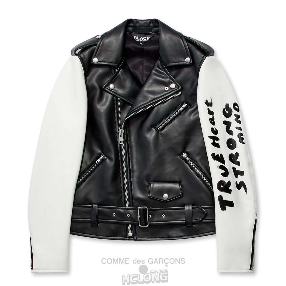Comme Des Garcons BLACK Comme des Garçons - Synthetik Leder Jacket Oberbekleidung Schwarz Weiß | 06892-SQMI