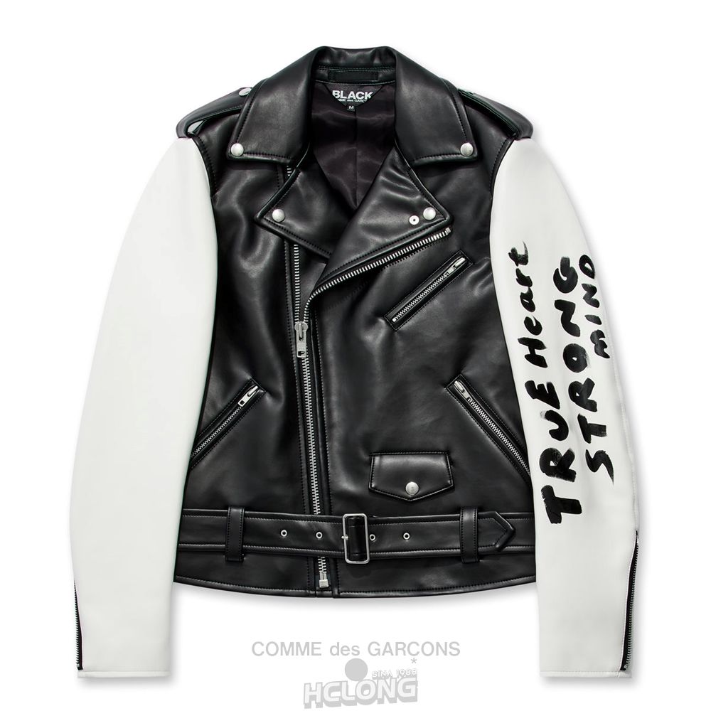 Comme Des Garcons BLACK Comme des Garçons - Synthetik Leder Jacket Oberbekleidung Schwarz Weiß | 06892-SQMI