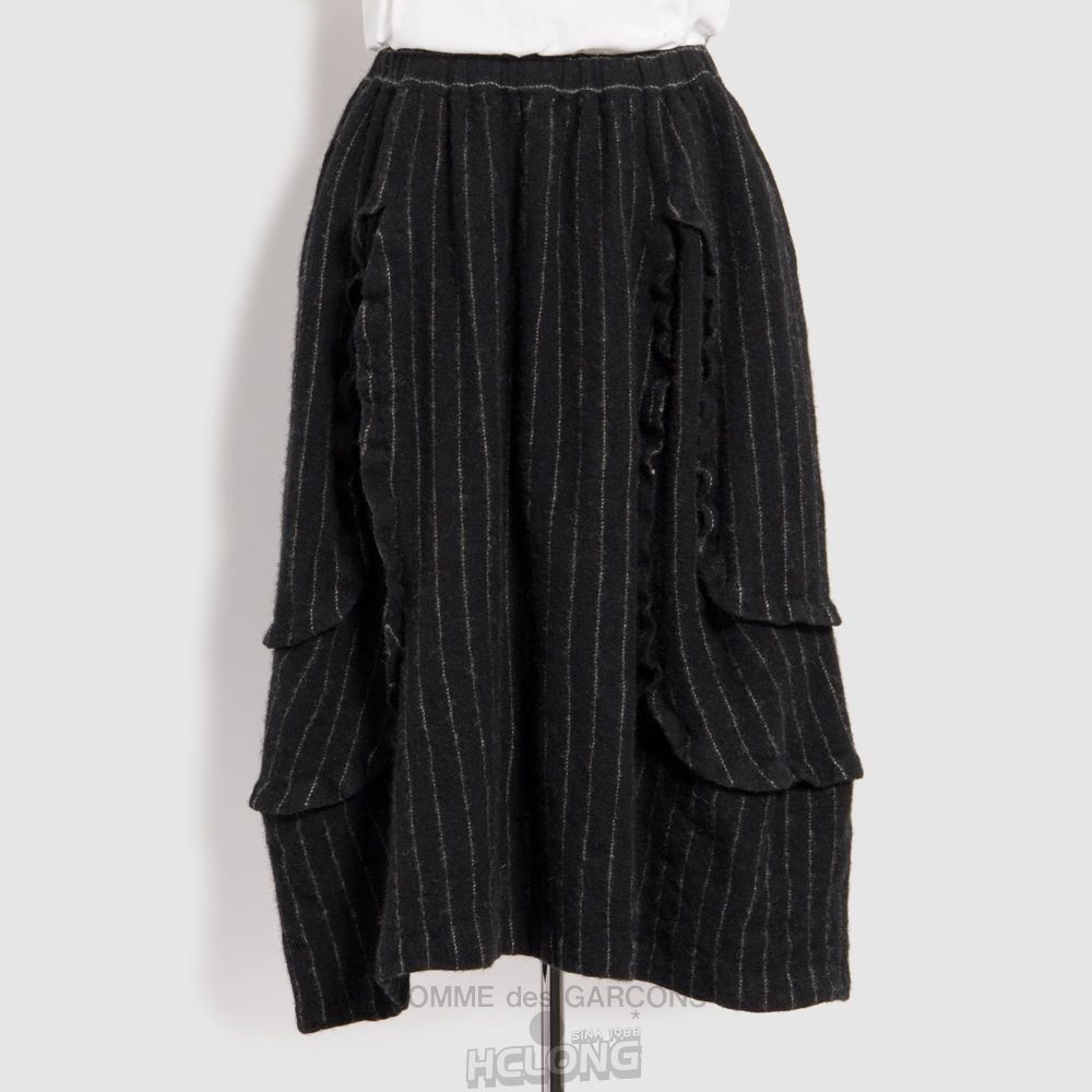 Comme Des Garcons BLACK Comme des Garçons - Chalk Stripe Skirt Röcke Schwarz Weiß | 91853-TOVC