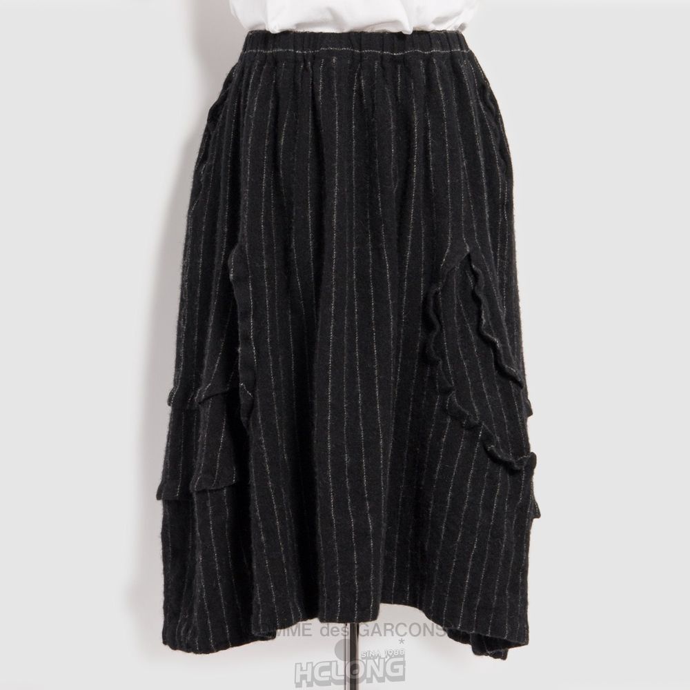 Comme Des Garcons BLACK Comme des Garçons - Chalk Stripe Skirt Röcke Schwarz Weiß | 91853-TOVC