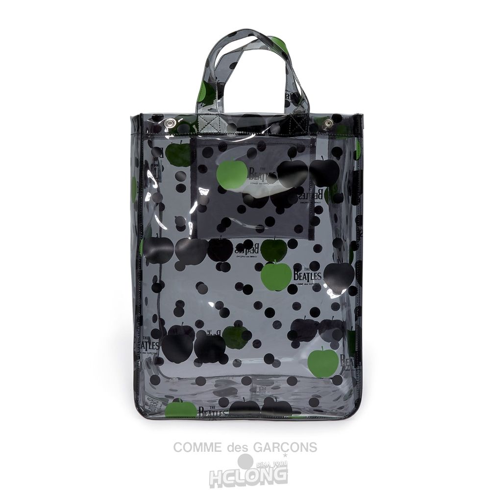 Comme Des Garcons CDG Beatles - Big PVC Apple & Dot Tote Tasche Schwarz | 53718-NIVZ