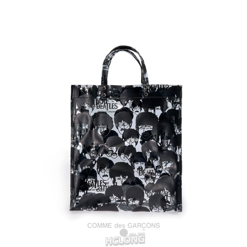 Comme Des Garcons CDG Beatles - Faces PVC Tote Tasche Transparent | 05213-ETCA