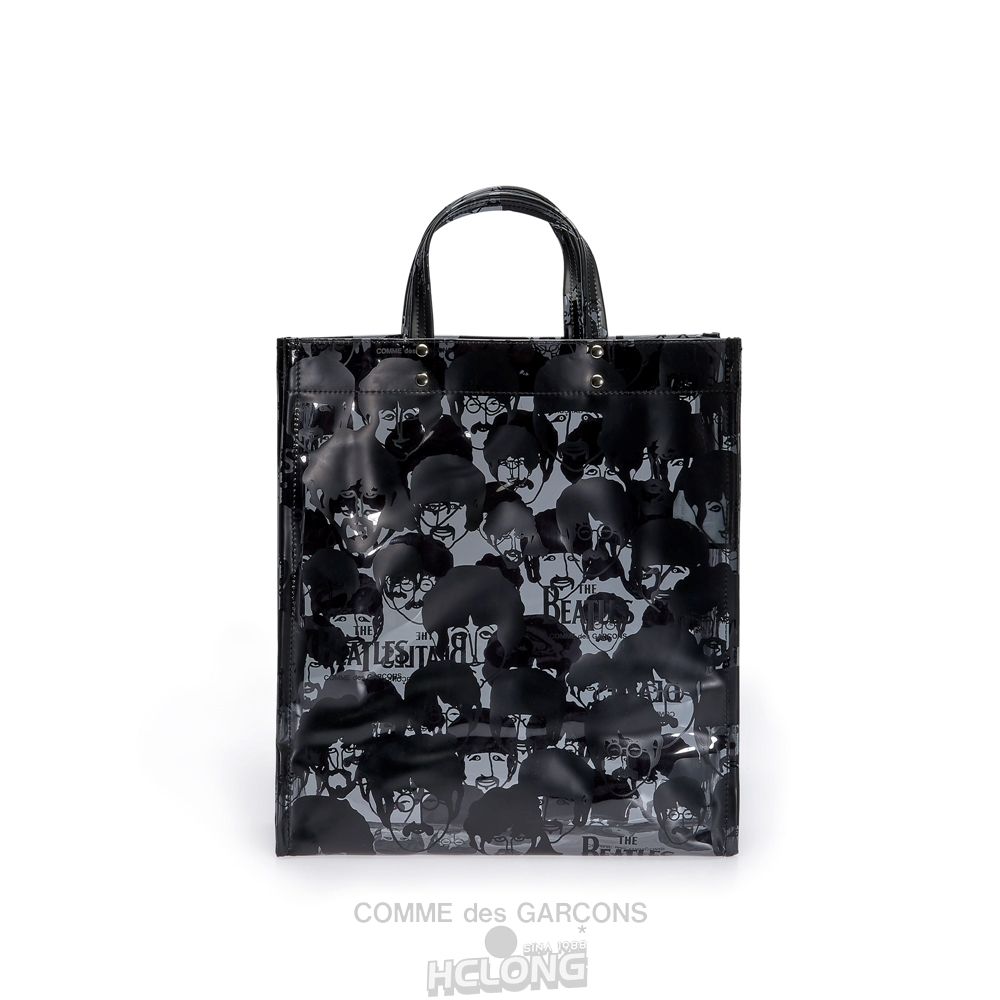 Comme Des Garcons CDG Beatles - Faces PVC Tote Tasche Schwarz | 91357-EGWP