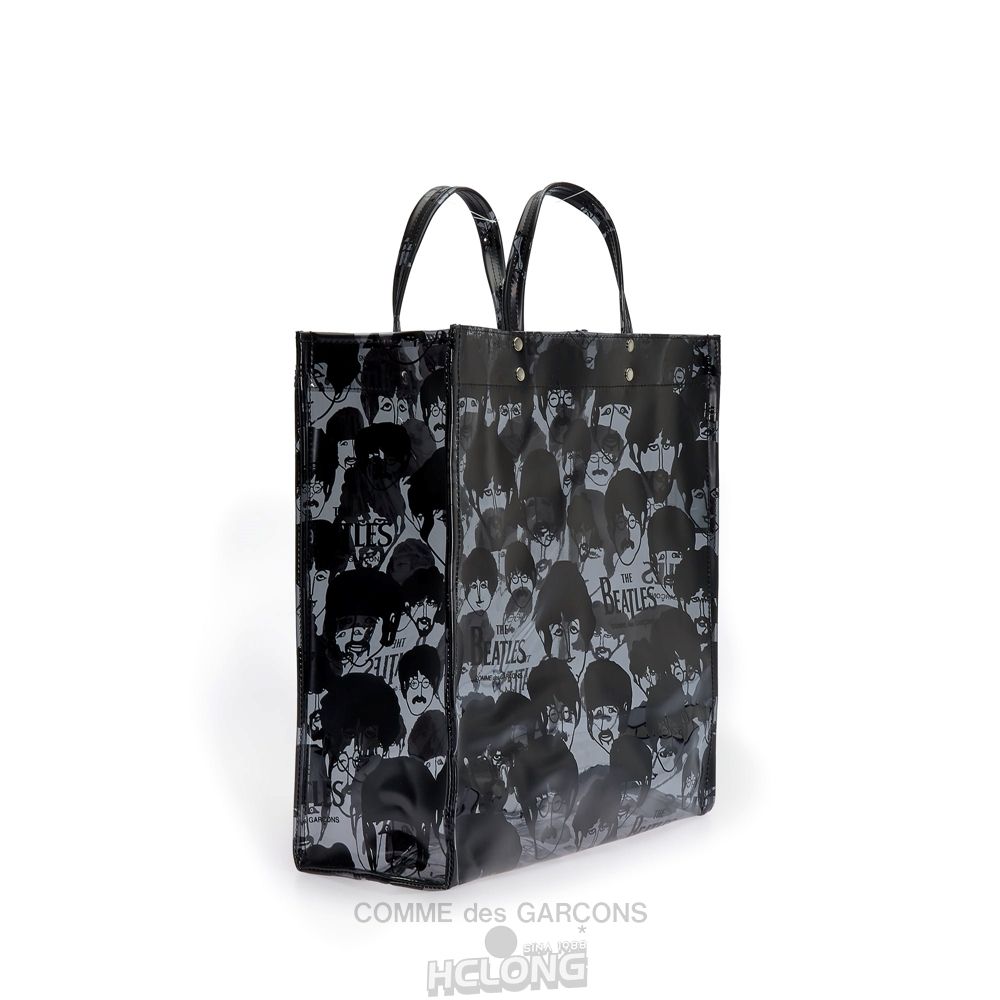 Comme Des Garcons CDG Beatles - Faces PVC Tote Tasche Schwarz | 91357-EGWP