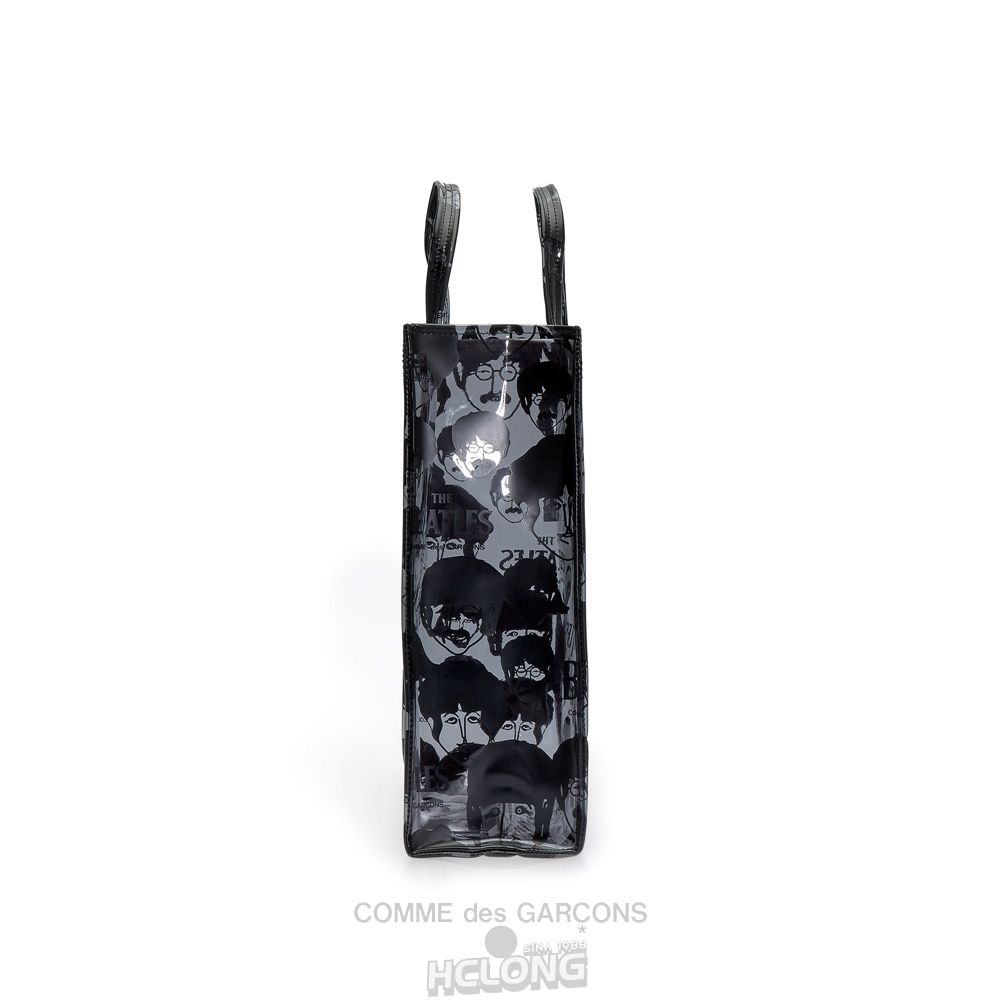 Comme Des Garcons CDG Beatles - Faces PVC Tote Tasche Schwarz | 91357-EGWP