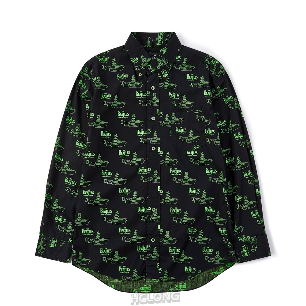 Comme Des Garcons CDG Beatles - Shirt Hemd Schwarz Grün | 61743-HVRQ