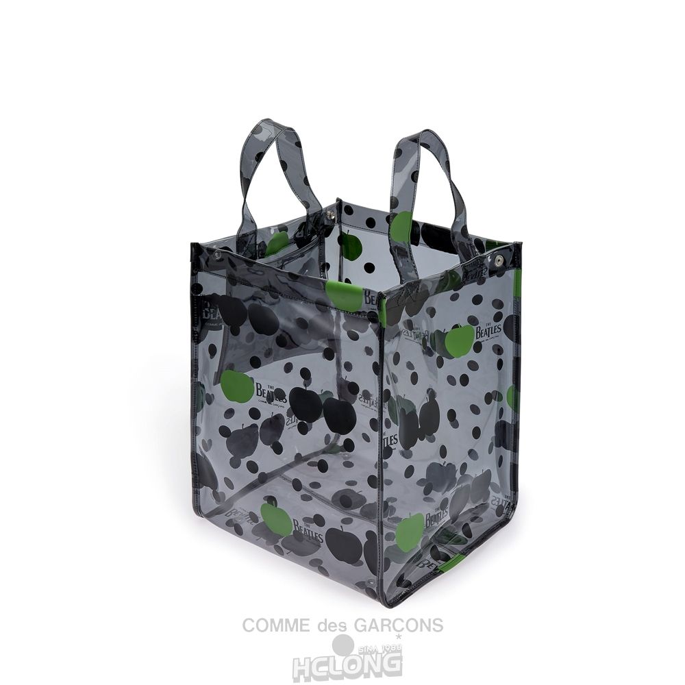 Comme Des Garcons CDG Beatles - Small PVC Apple & Dot Tote Tasche Schwarz | 30759-RBYJ