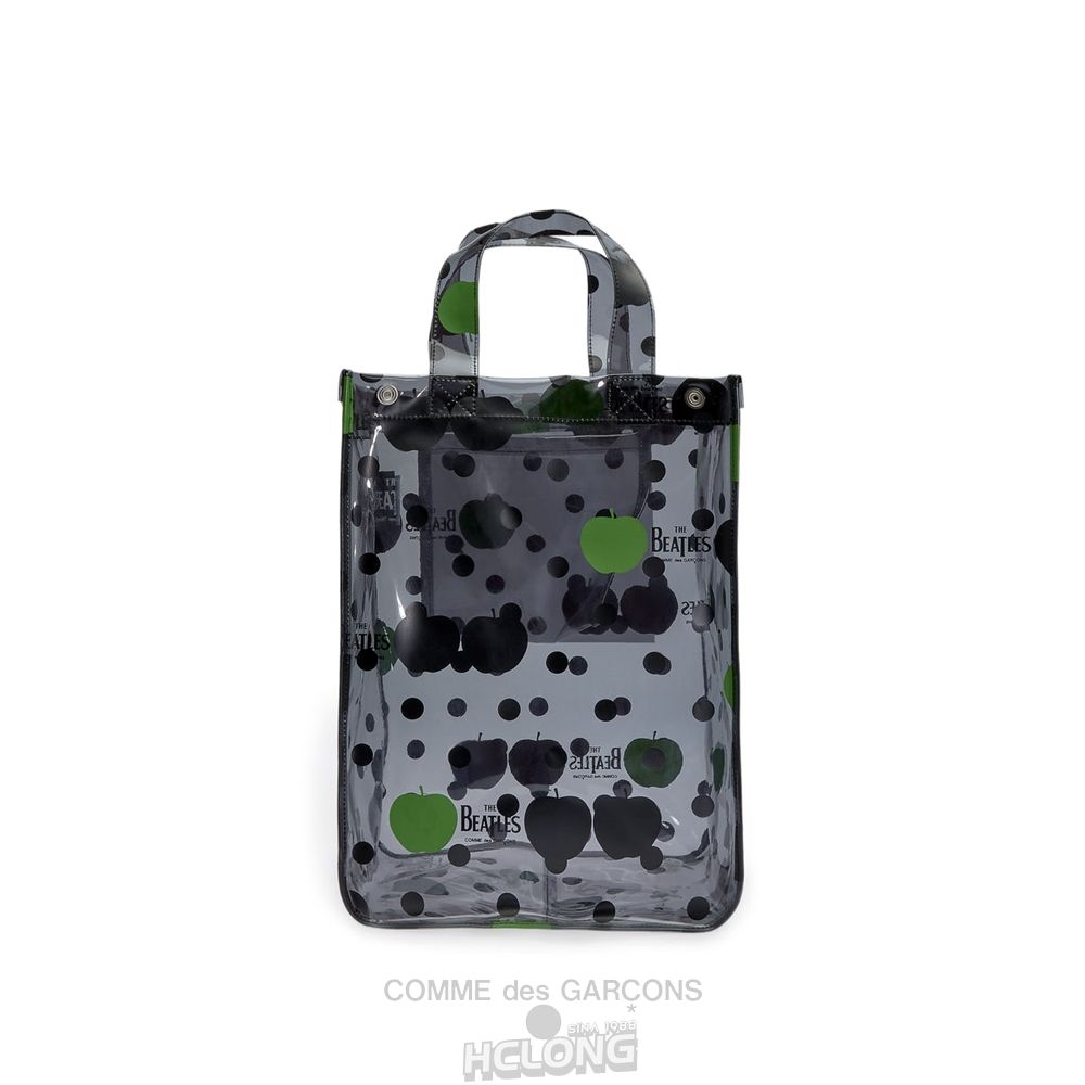 Comme Des Garcons CDG Beatles - Small PVC Apple & Dot Tote Tasche Schwarz | 30759-RBYJ