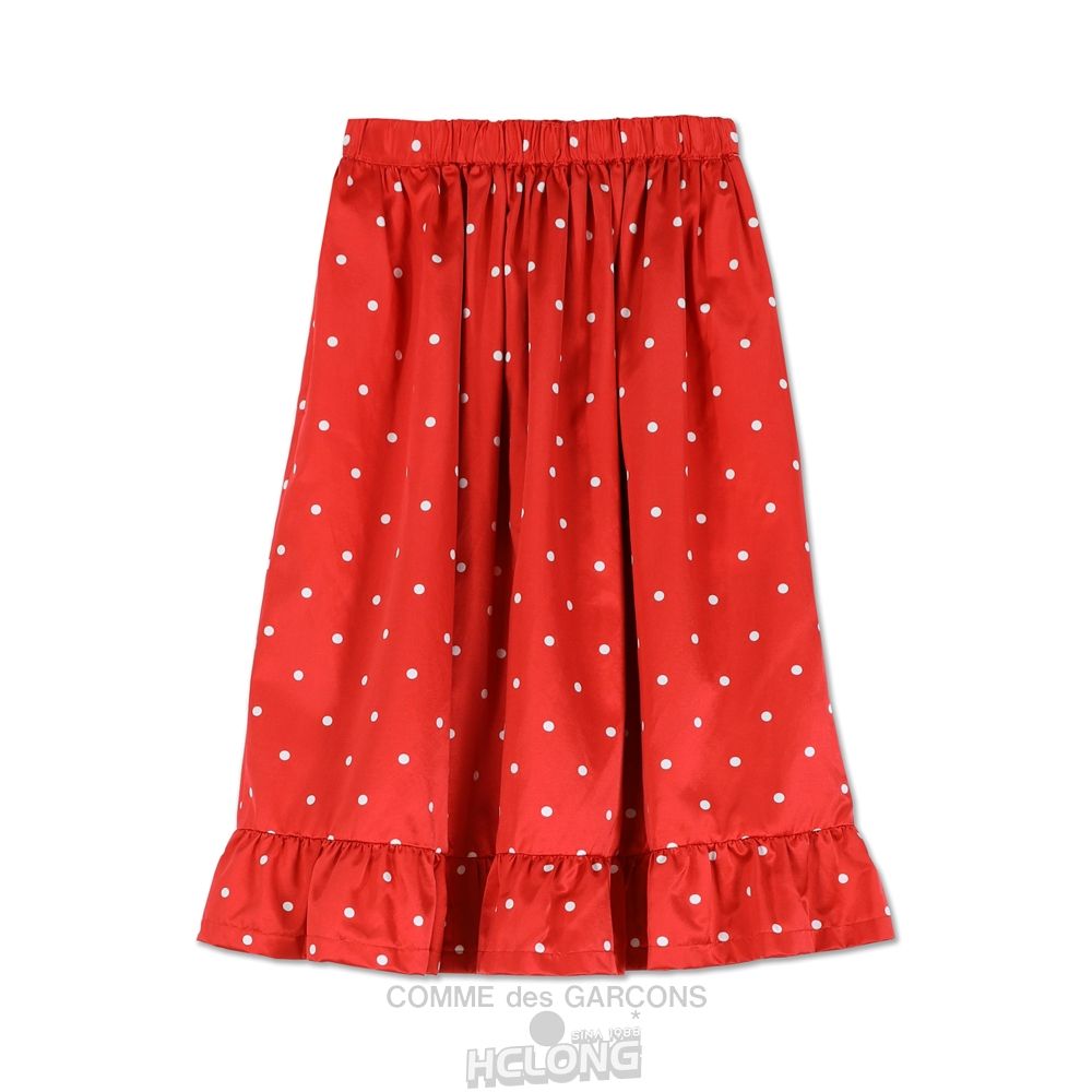 Comme Des Garcons CDG GIRL Baumwoll Silk Satin Dots Printed Skirt Röcke Rot | 31508-HNTO