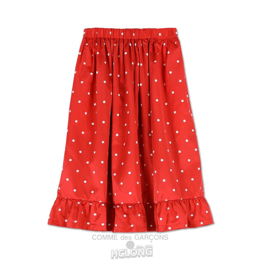 Comme Des Garcons CDG GIRL Baumwoll Silk Satin Dots Printed Skirt Röcke Rot | 31508-HNTO