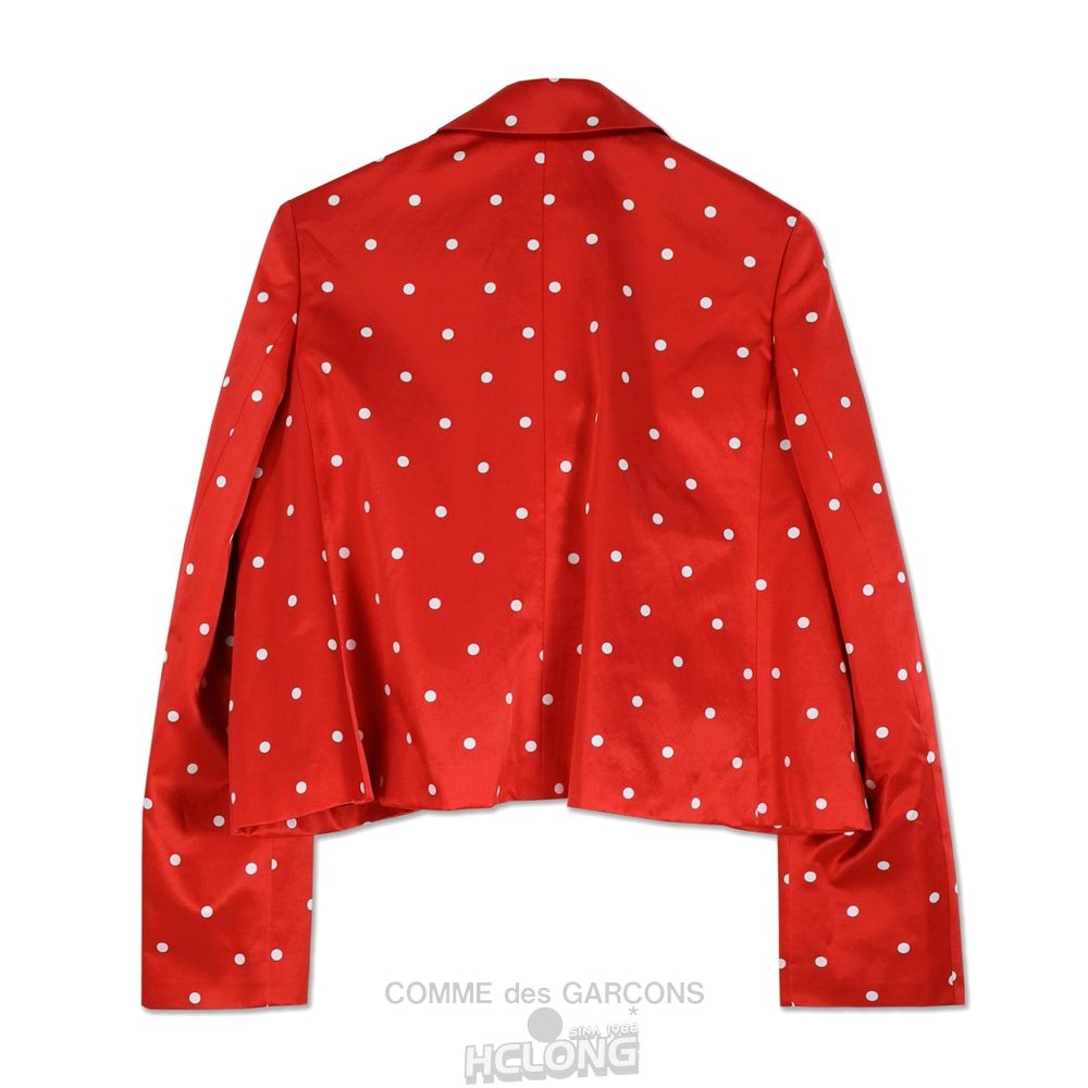 Comme Des Garcons CDG GIRL Baumwoll Silk Satin Dots Printed Bow Jacket Jacket Rot | 91874-ITZP