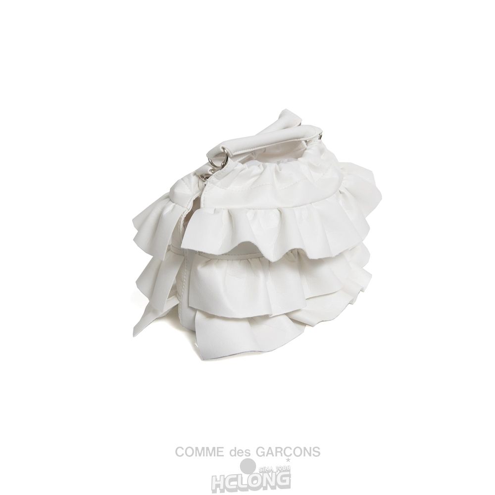 Comme Des Garcons CDG GIRL Frill Trim Small Bag White Accessoires Weiß | 90321-LVWM