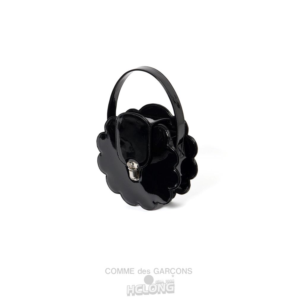 Comme Des Garcons CDG GIRL Glossy Flower Clasp Bag Black Accessoires Schwarz | 62750-BAVI