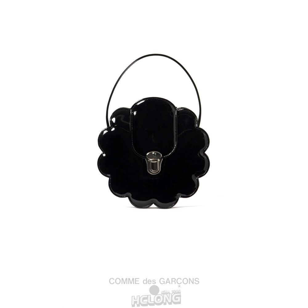 Comme Des Garcons CDG GIRL Glossy Flower Clasp Bag Black Accessoires Schwarz | 62750-BAVI