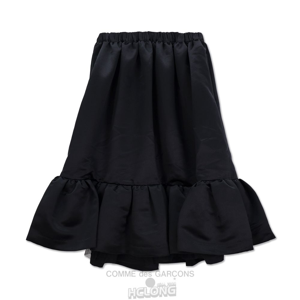 Comme Des Garcons CDG GIRL Heavyweight Satin Frill Skirt with Nylon Tulle Röcke Schwarz | 05378-YQHA