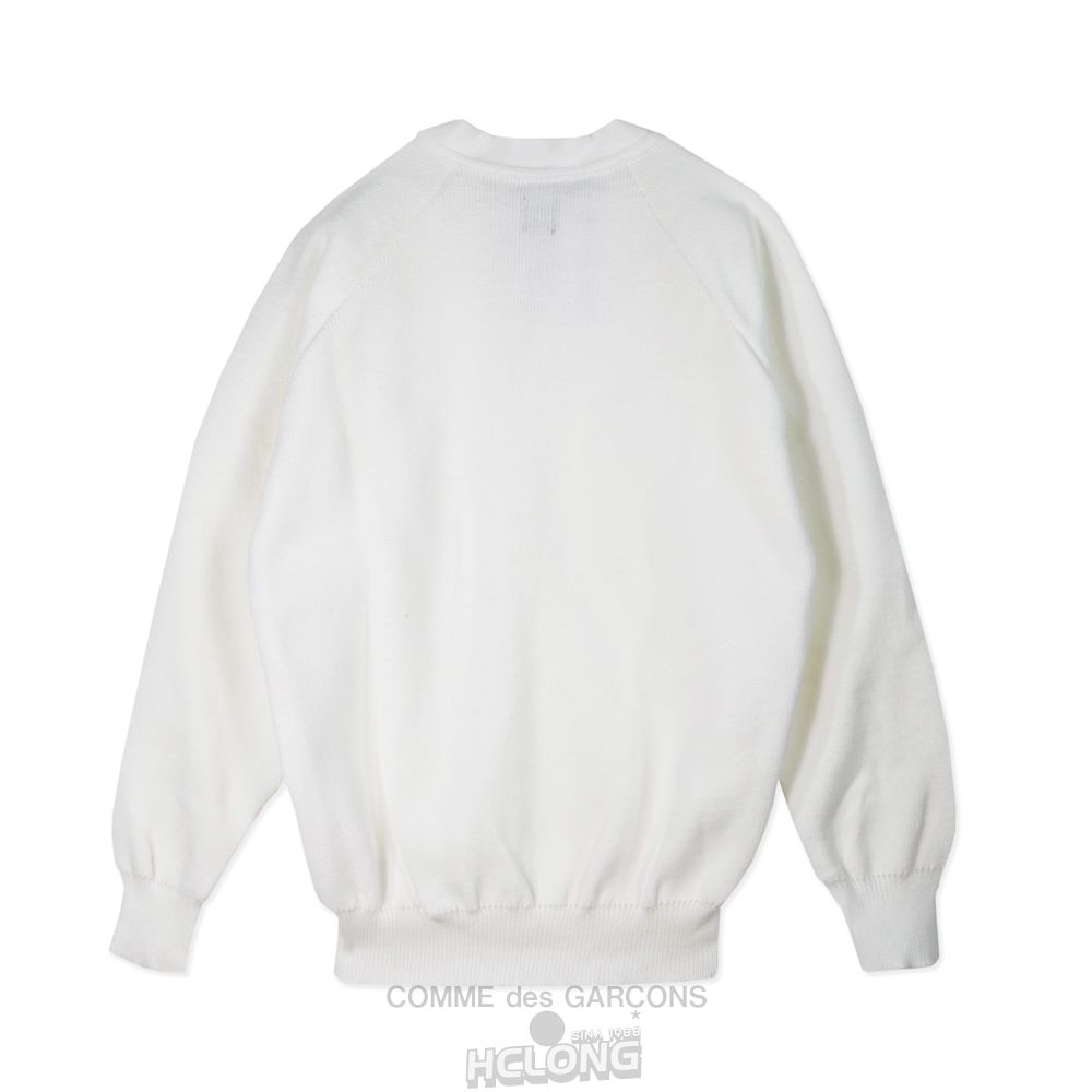Comme Des Garcons CDG GIRL Lochaven Longline V-Neck White Cardigan Strickwaren Weiß | 69732-XFVT