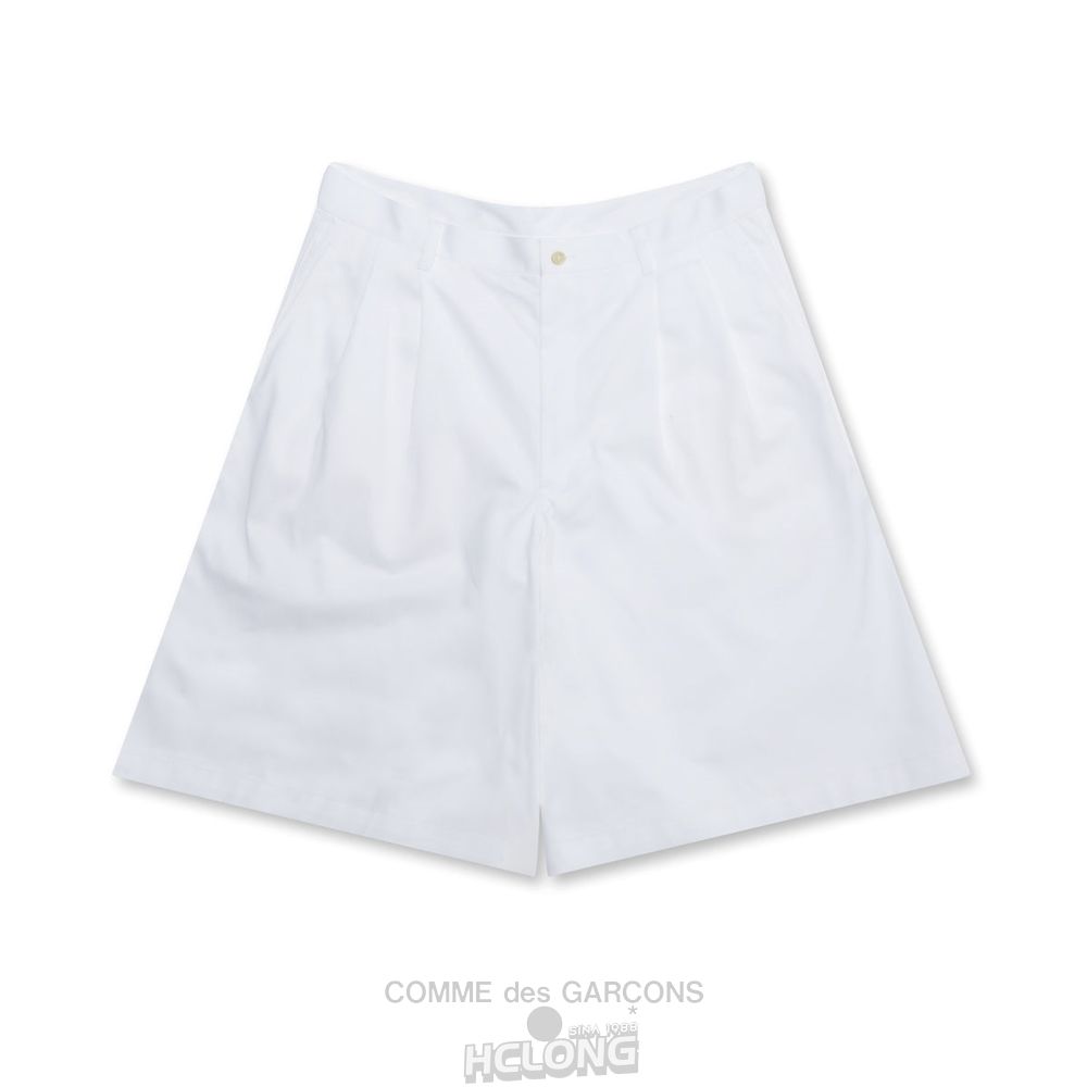 Comme Des Garcons CDG Shirt - Baumwoll Twill Shorts Kurze Hose Weiß | 28364-SHPW