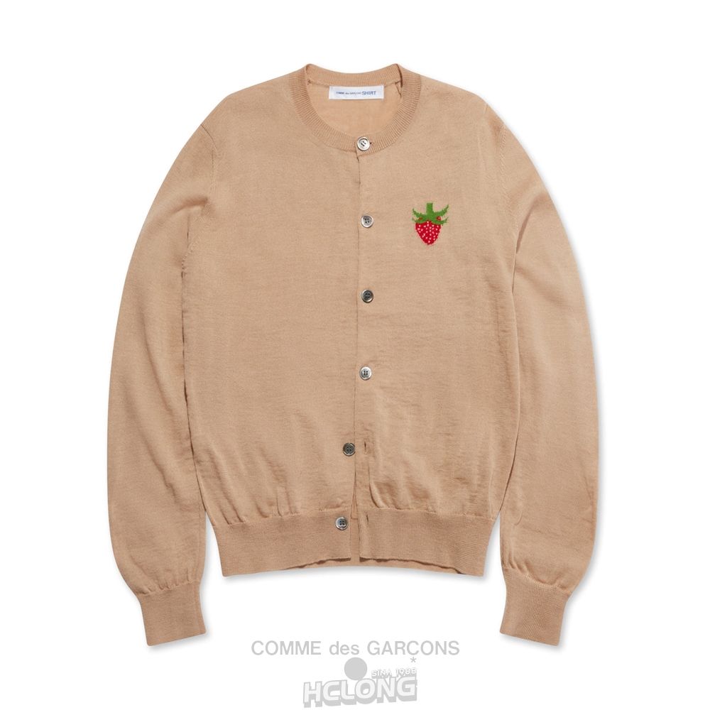 Comme Des Garcons CDG Shirt - Brett Westfall Strawberry Gestrickt Cardigan Strickwaren Beige | 13964-GNUL