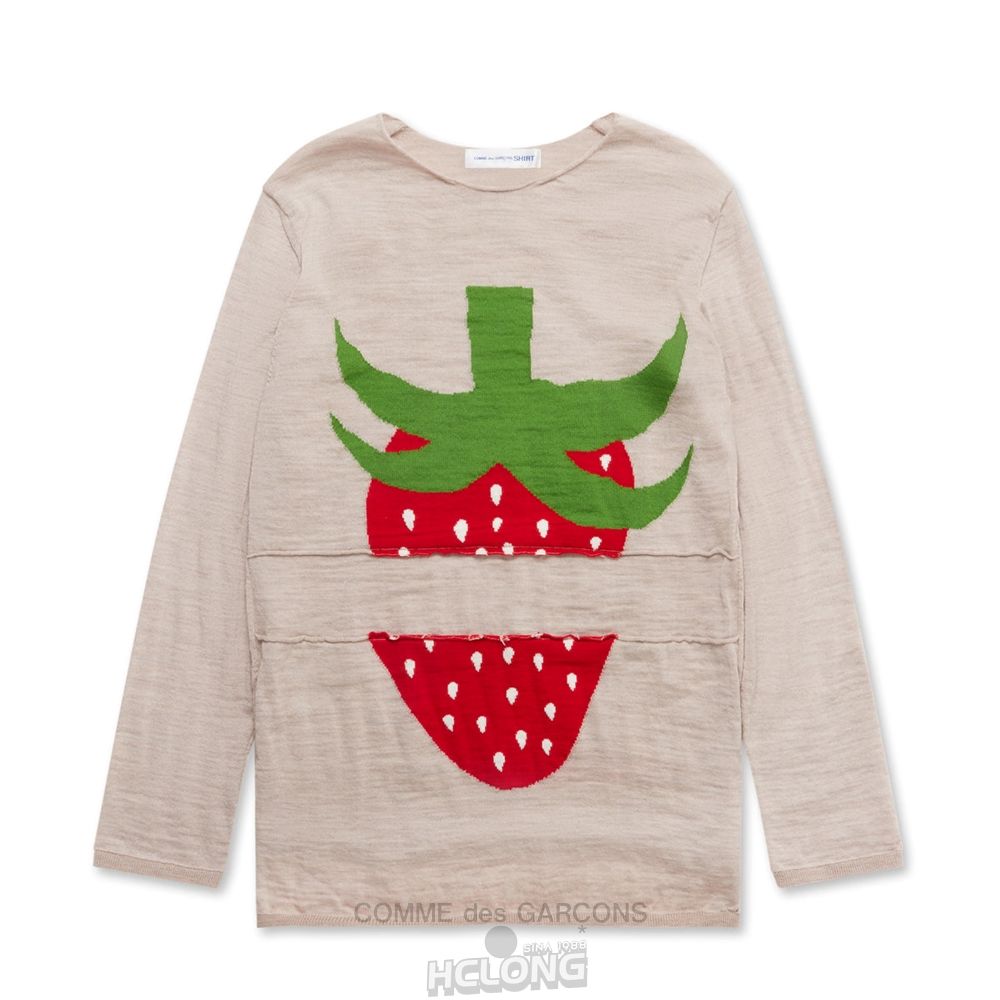 Comme Des Garcons CDG Shirt - Brett Westfall Gestrickt Jumper Long Sleeve Beige | 32164-NUSL