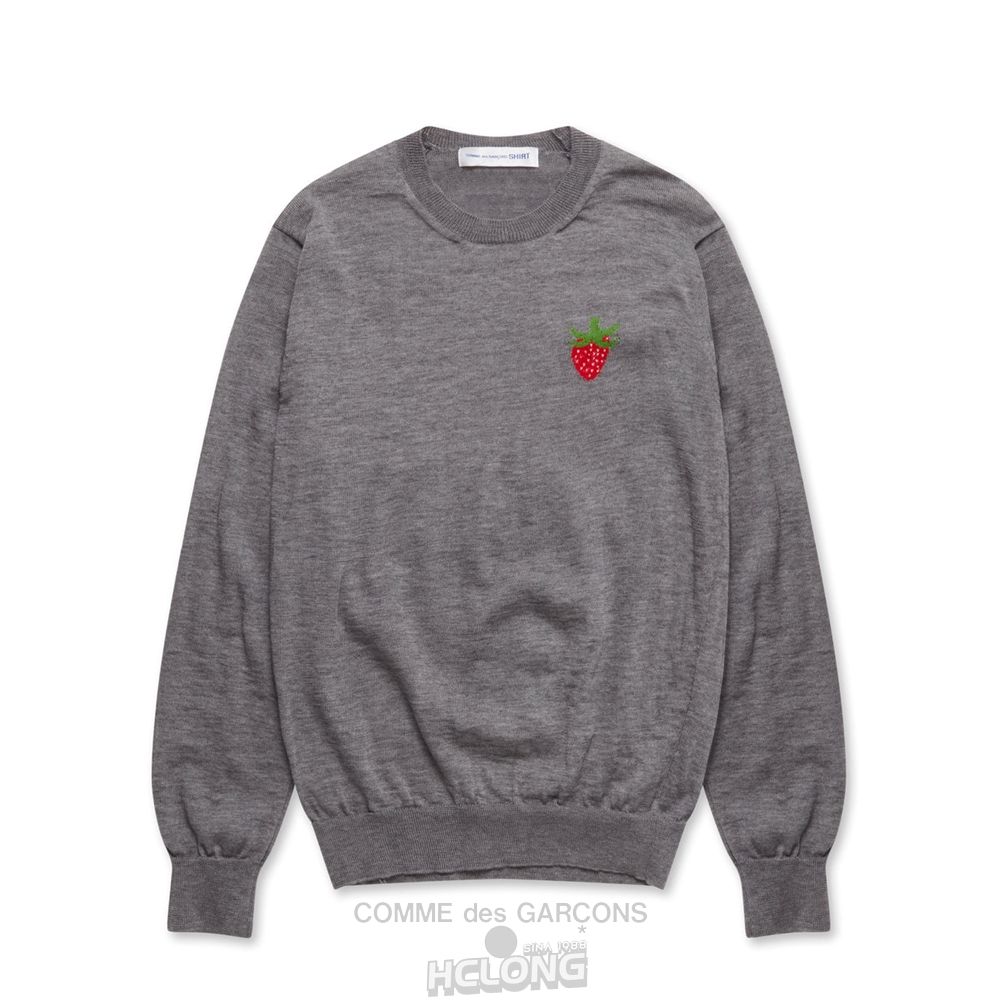 Comme Des Garcons CDG Shirt - Brett Westfall Strawberry Gestrickt Jumper Strickwaren Grau | 98031-UNTB