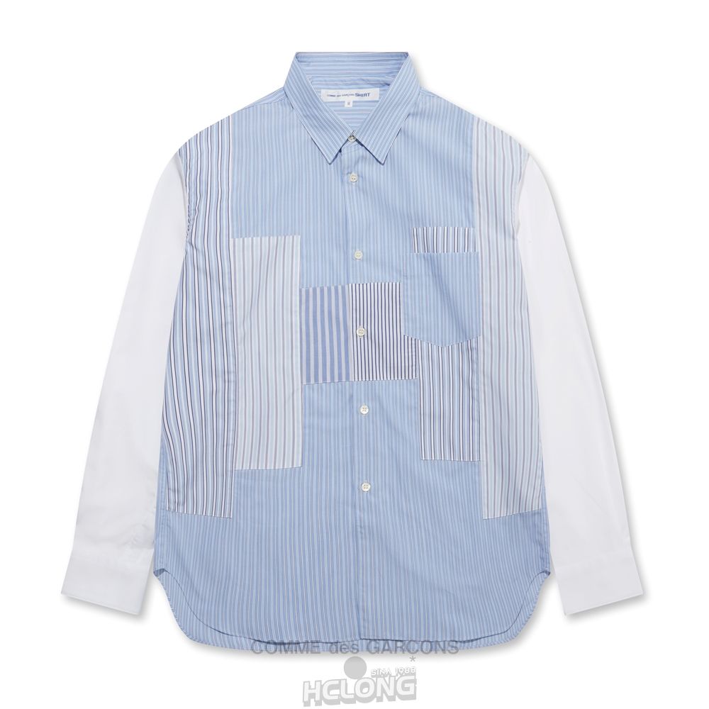 Comme Des Garcons CDG Shirt Forever - Klassische Fit Contrast Patchwork Stripe Shirt Oberteile Stripe/Mix | 06351-MCIQ