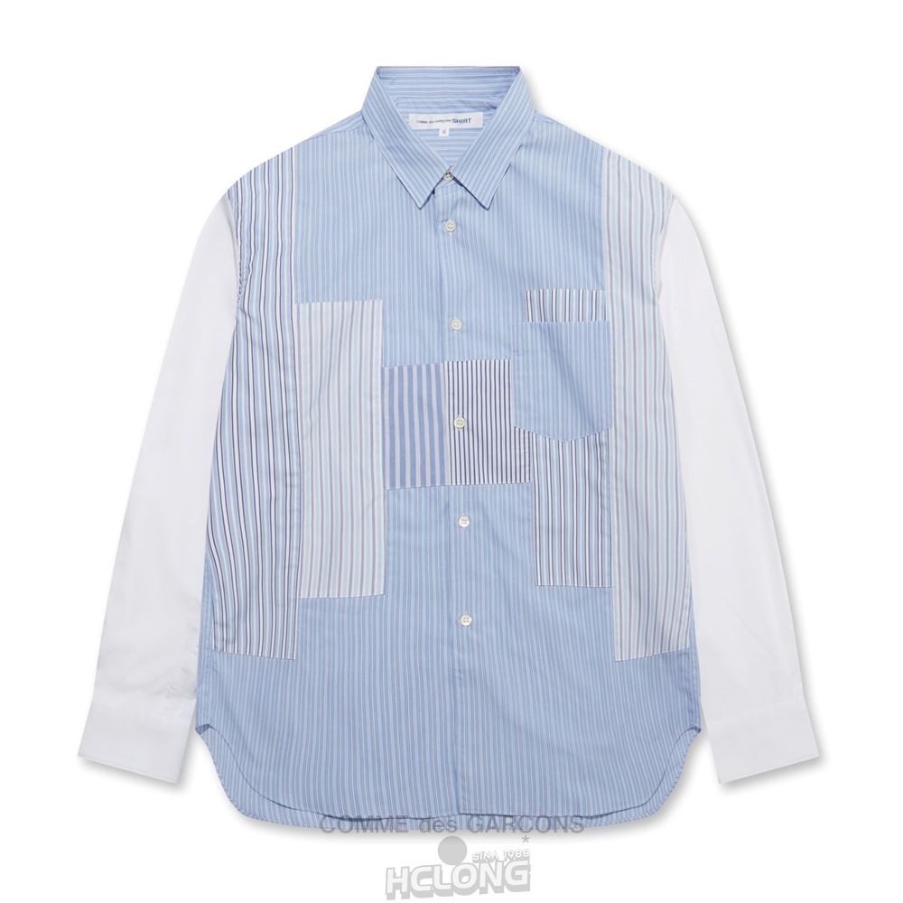 Comme Des Garcons CDG Shirt Forever - Klassische Fit Contrast Patchwork Stripe Shirt Oberteile Stripe/Mix | 06351-MCIQ