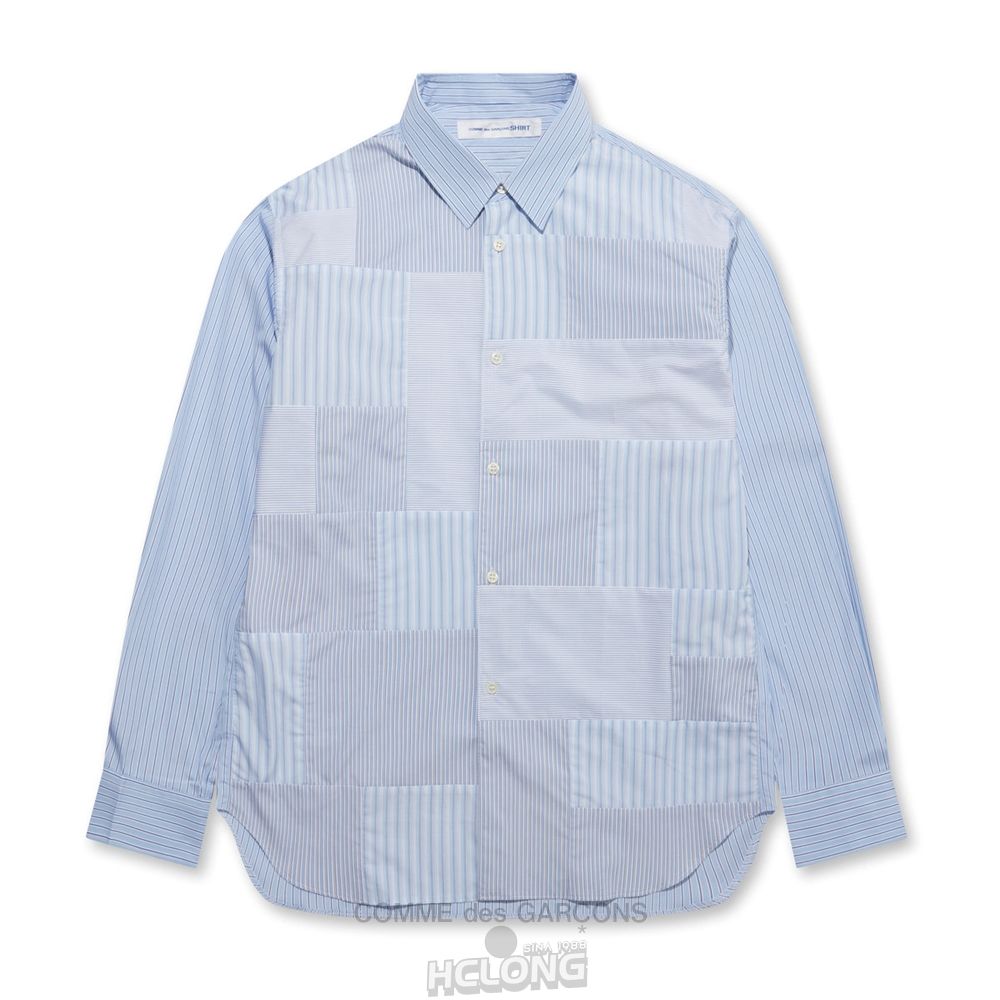 Comme Des Garcons CDG Shirt Forever - Klassische Fit Patchwork Stripe Shirt Oberteile Stripe/Mix | 14679-DNOS