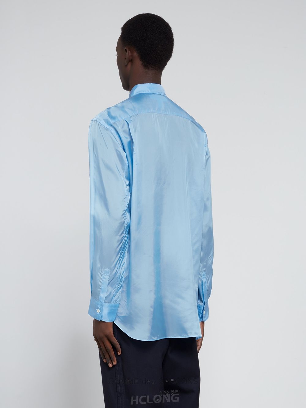 Comme Des Garcons CDG Shirt Forever - Klassische Fit Cupro Shirt Oberteile Blau | 15690-EOBL