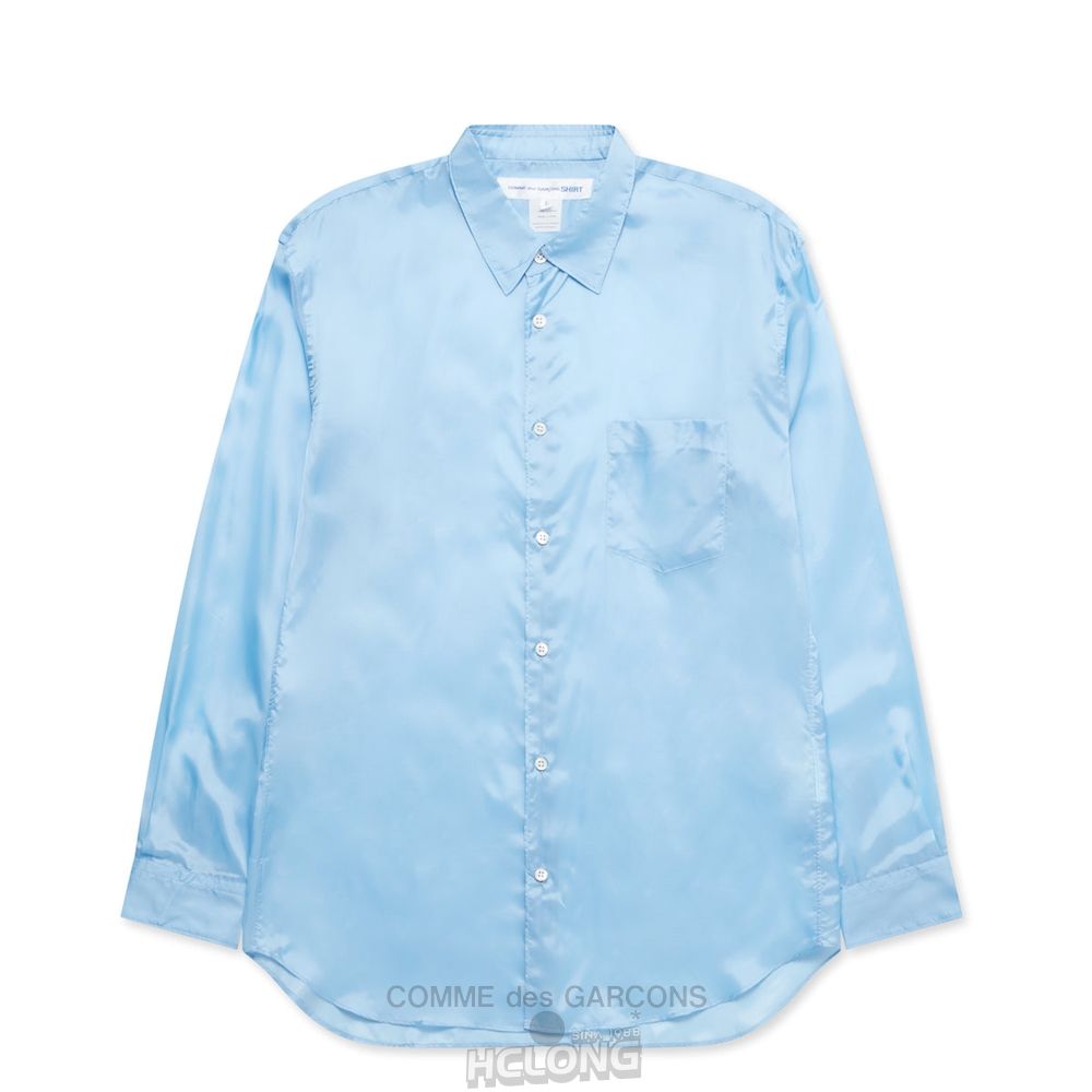 Comme Des Garcons CDG Shirt Forever - Klassische Fit Cupro Shirt Oberteile Blau | 15690-EOBL