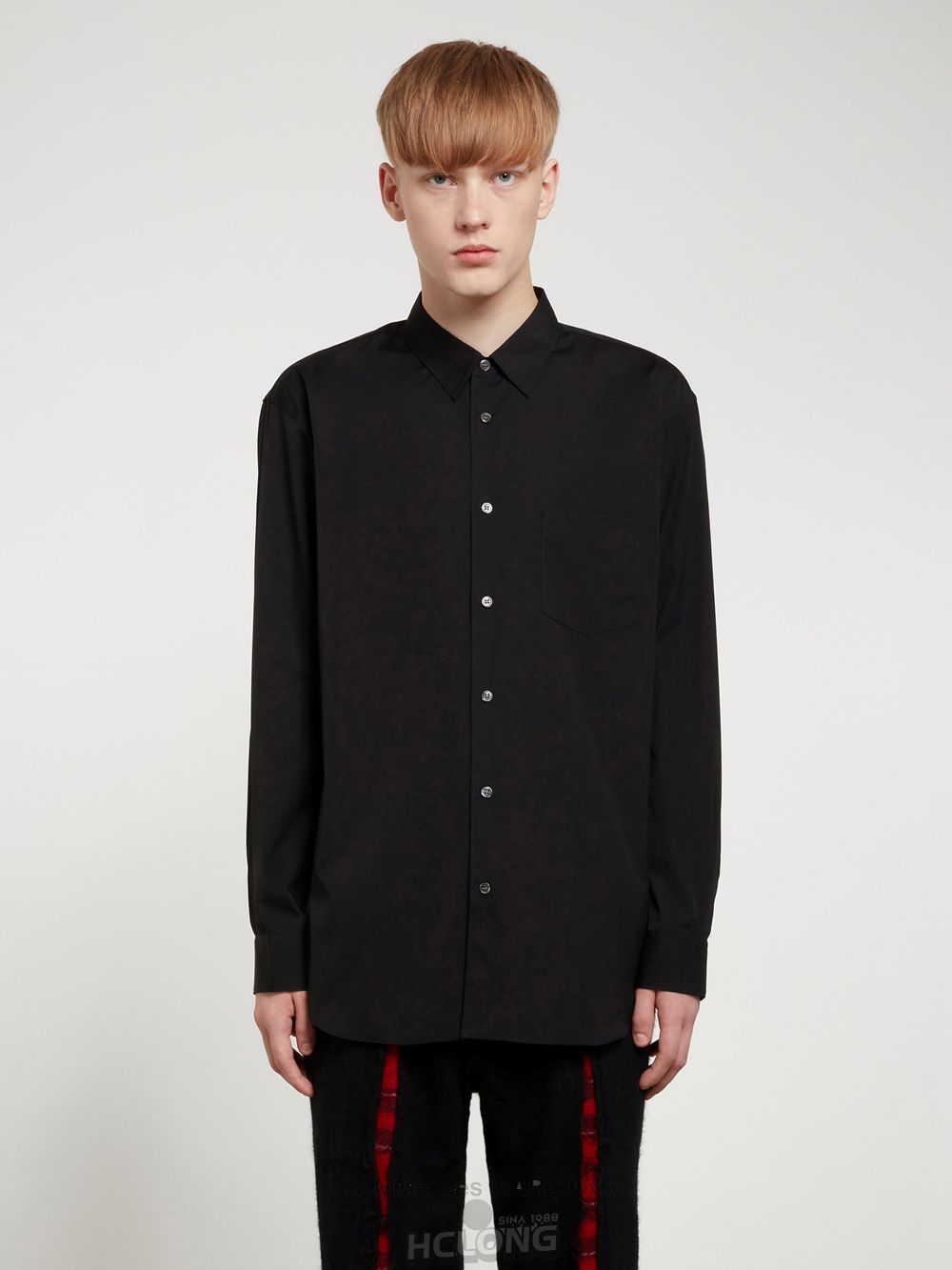 Comme Des Garcons CDG Shirt Forever - Klassische Fit Woven Baumwoll Shirt Oberteile Schwarz | 17482-OSMX