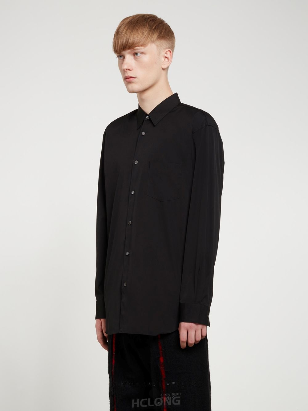Comme Des Garcons CDG Shirt Forever - Klassische Fit Woven Baumwoll Shirt Oberteile Schwarz | 17482-OSMX