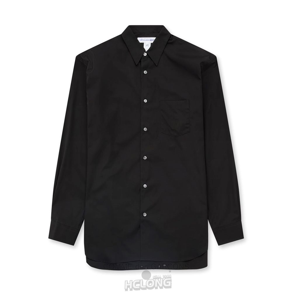 Comme Des Garcons CDG Shirt Forever - Klassische Fit Woven Baumwoll Shirt Oberteile Schwarz | 17482-OSMX