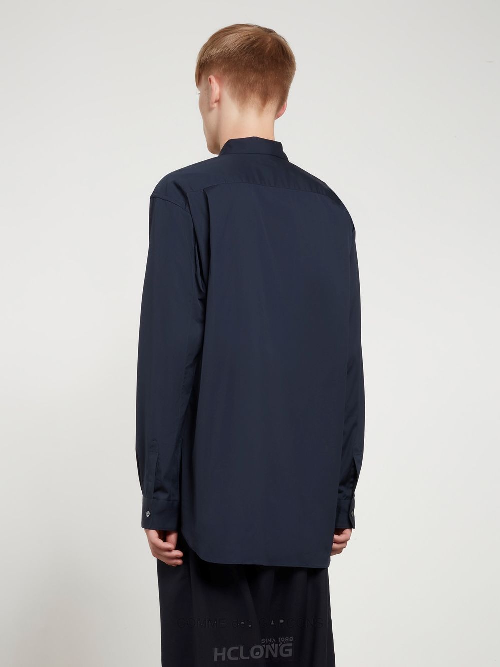 Comme Des Garcons CDG Shirt Forever - Klassische Fit Woven Baumwoll Shirt Oberteile Navy | 34298-LCQJ