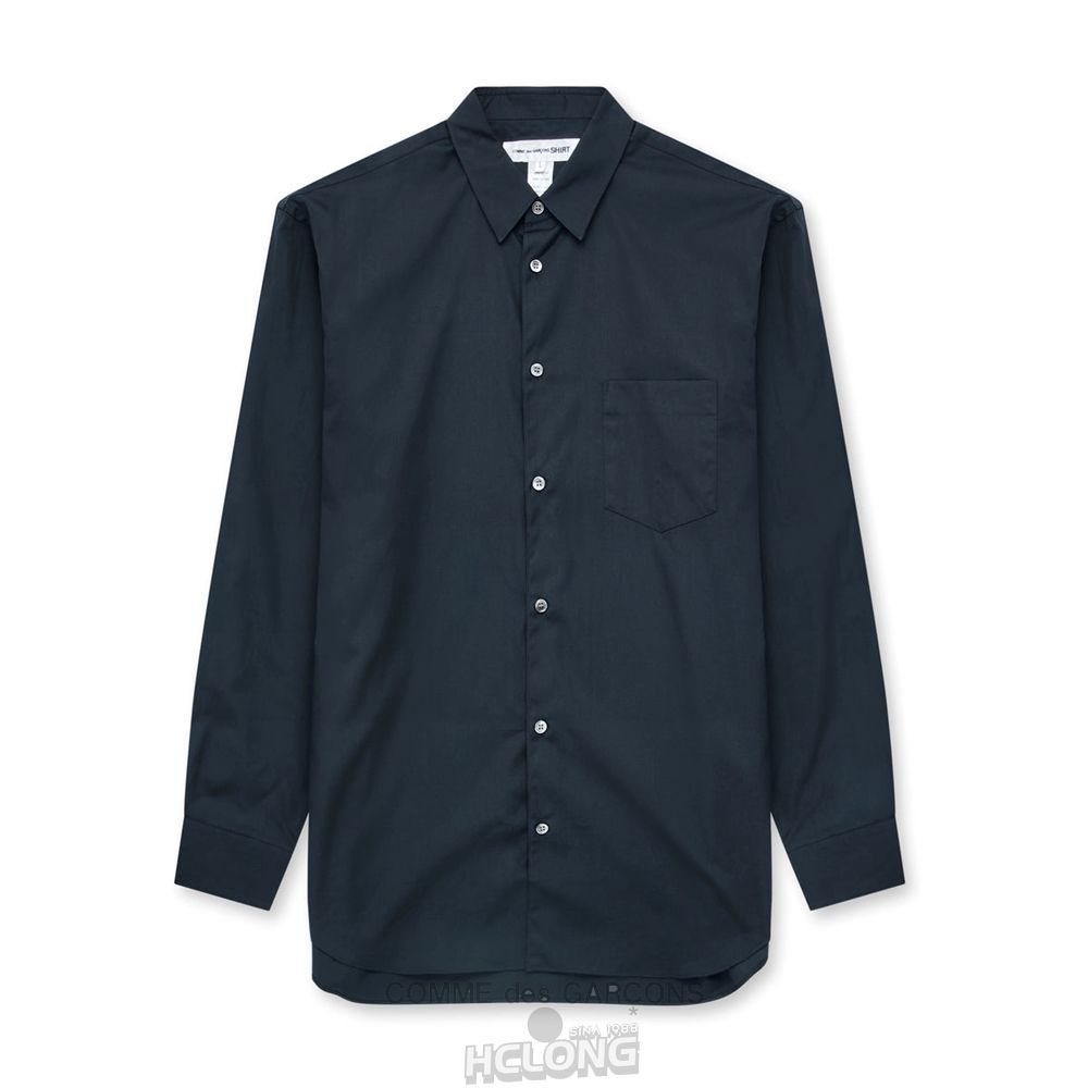 Comme Des Garcons CDG Shirt Forever - Klassische Fit Woven Baumwoll Shirt Oberteile Navy | 34298-LCQJ